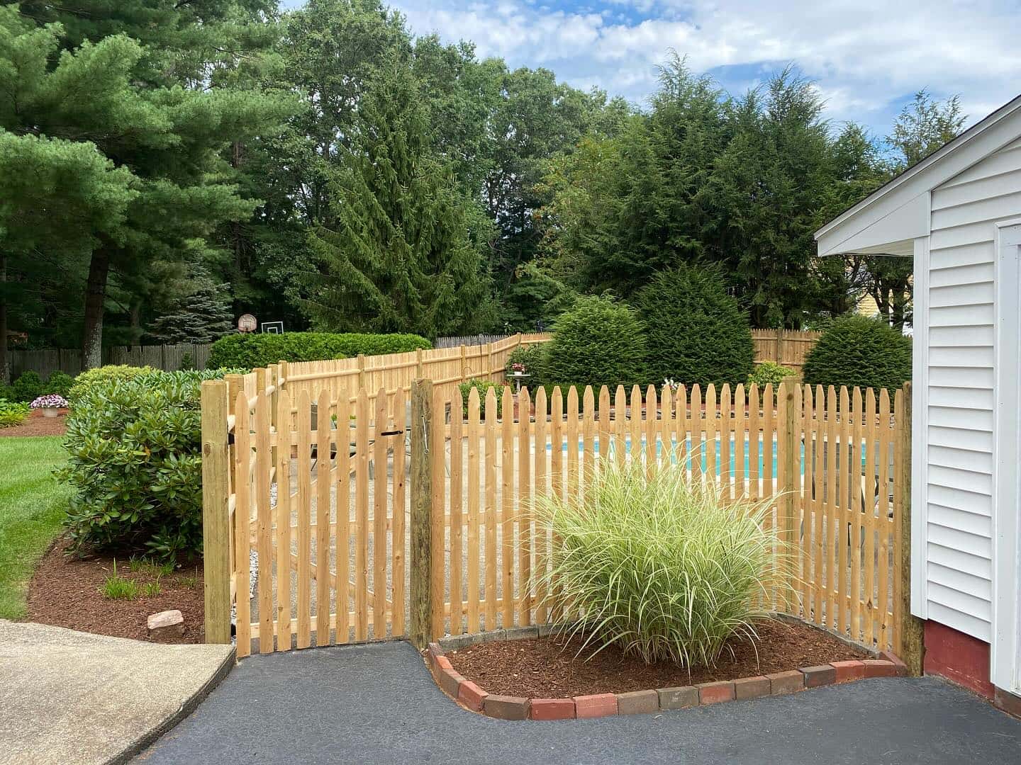 Wood fence installation in Mendon, Massachusetts
