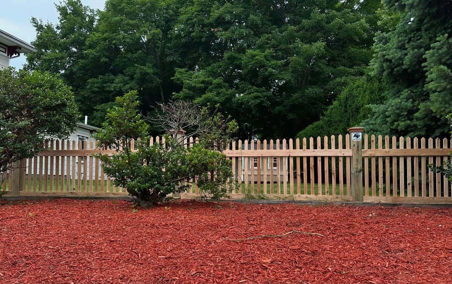 Wood fence installation in Medway, Massachusetts